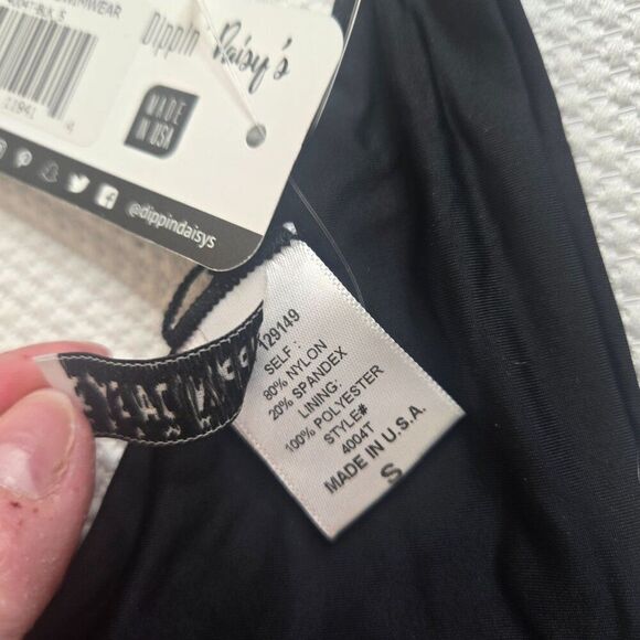 New Dippin Daisy Triangle Bikini Top Lace-Up Front Womens Size S Black - Picture 4 of 4